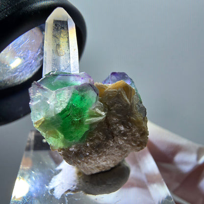 Phantom Fluorite Cube, Smoky Quartz, Muscovite Specimen Erongo, Namibia 28*20*17mm 