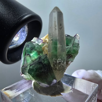 Phantom Fluorite Cube, Smoky Quartz, Muscovite Specimen Erongo, Namibia 28*20*17mm 