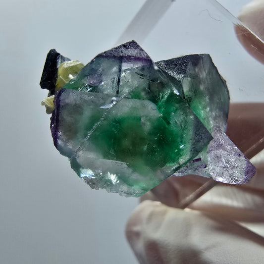 Extrem klare Phantom Fluorit Würfel, Muskovit, Schörl Turmalin Erongo, Namibia 29*23*13mm