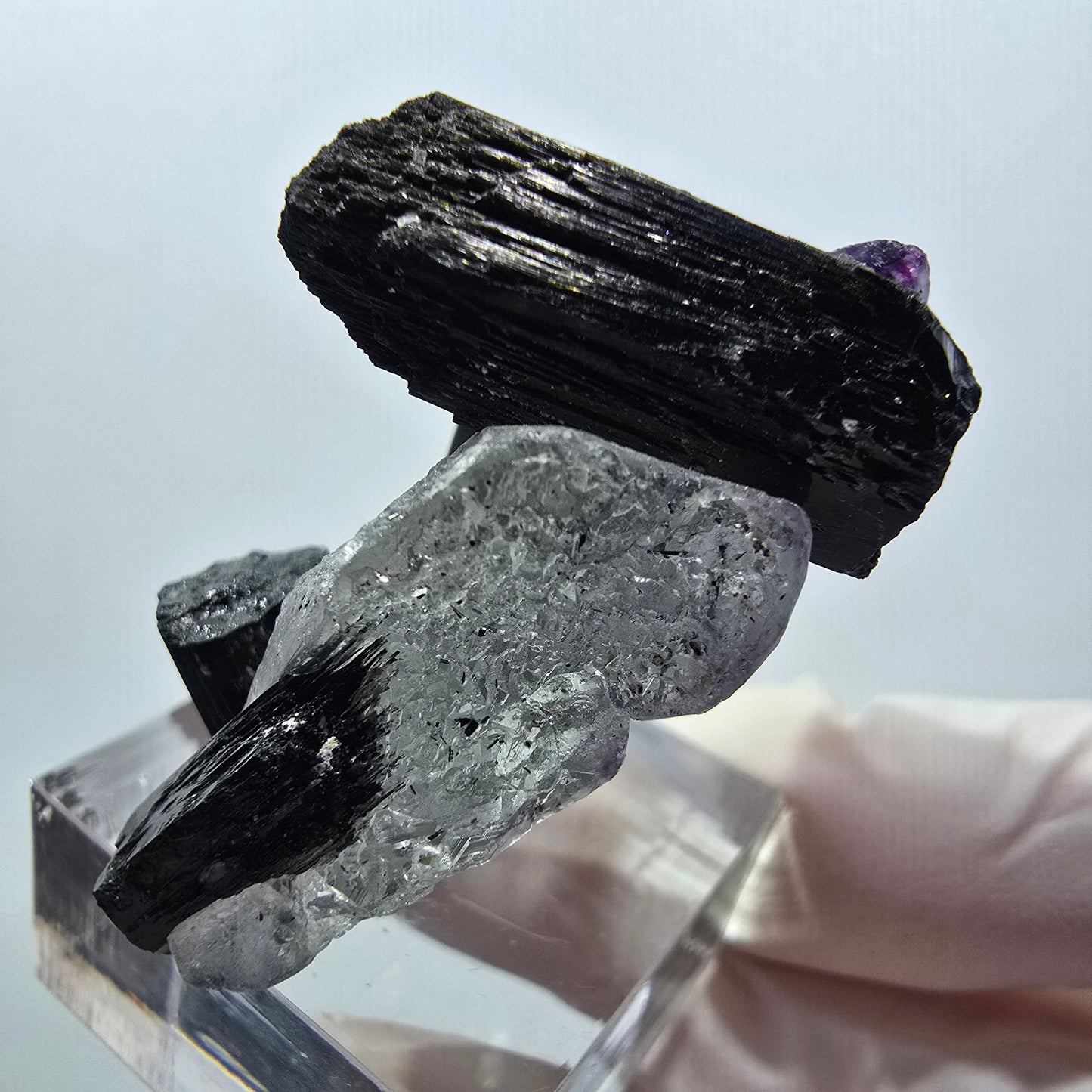 Klare Phantom Fluorit , Schörl Turmalin Stufe Erongo, Namibia 41*38*25mm