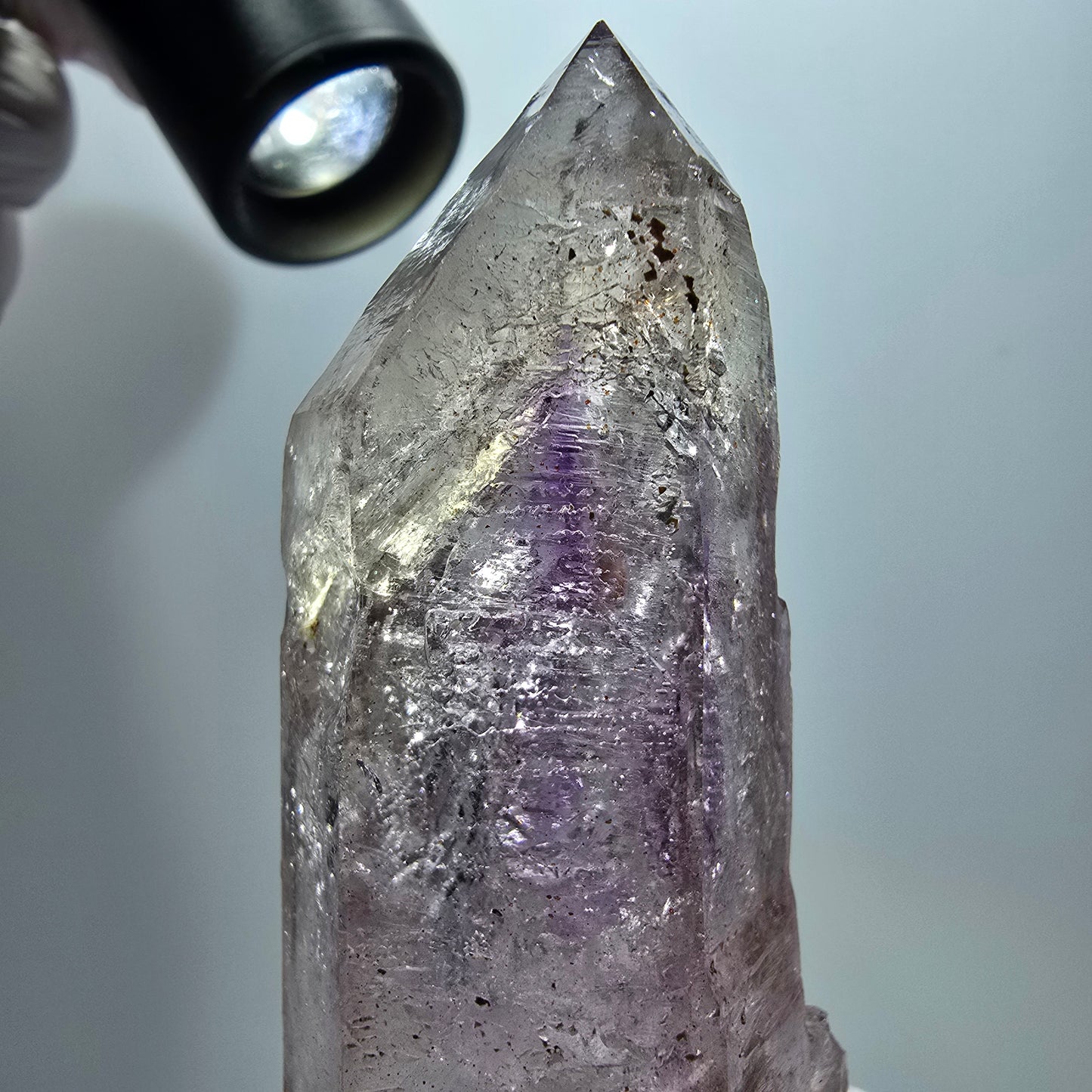 Große Enhydro Skelett Phantom Amethyst DT Zepter, 2x Blase Goboboseb, Namibia 109*36*28mm