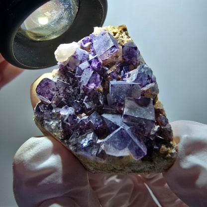 Seltene Phantom Fluorit Würfel, Quarz Stufe, lila Brandberg, Namibia 40*31*18mm