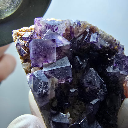 Seltene Phantom Fluorit Würfel, Quarz Stufe, lila Brandberg, Namibia 40*31*18mm