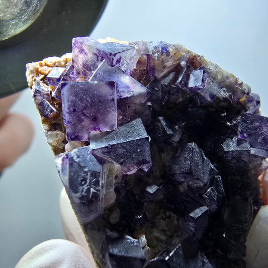 Seltene Phantom Fluorit Würfel, Quarz Stufe, lila Brandberg, Namibia 40*31*18mm