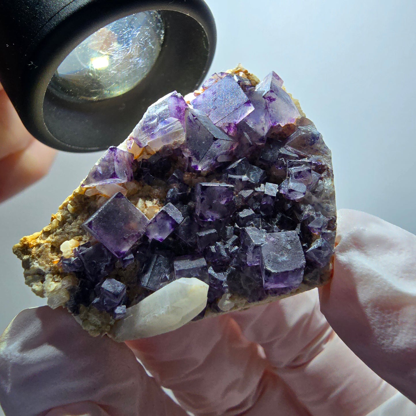 Seltene Phantom Fluorit Würfel, Quarz Stufe, lila Brandberg, Namibia 40*31*18mm