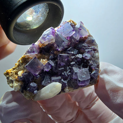 Seltene Phantom Fluorit Würfel, Quarz Stufe, lila Brandberg, Namibia 40*31*18mm