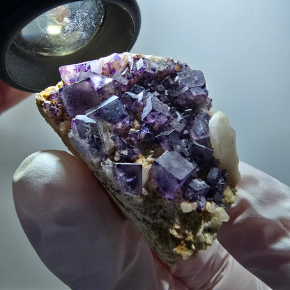 Seltene Phantom Fluorit Würfel, Quarz Stufe, lila Brandberg, Namibia 40*31*18mm