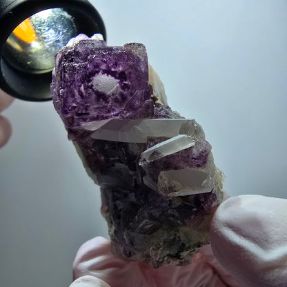 Seltene Phantom Fluorit Würfel, gestuft, Quarz Stufe Brandberg, Namibia 59*31*21mm