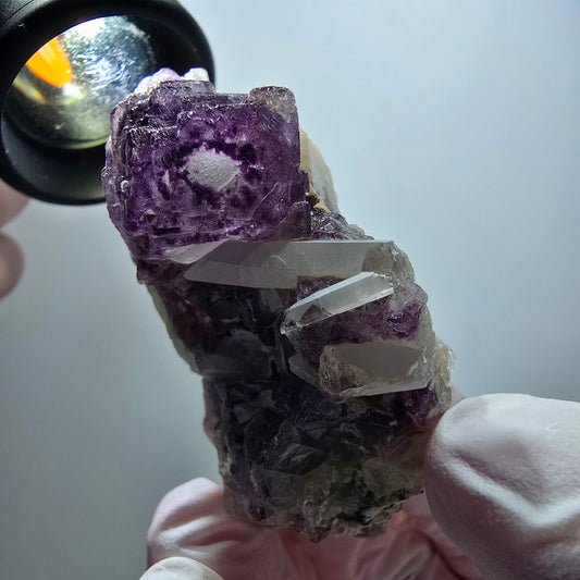 Seltene Phantom Fluorit Würfel, gestuft, Quarz Stufe Brandberg, Namibia 59*31*21mm