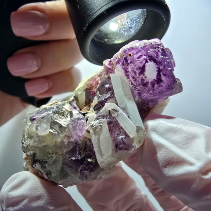 Seltene Phantom Fluorit Würfel, gestuft, Quarz Stufe Brandberg, Namibia 59*31*21mm