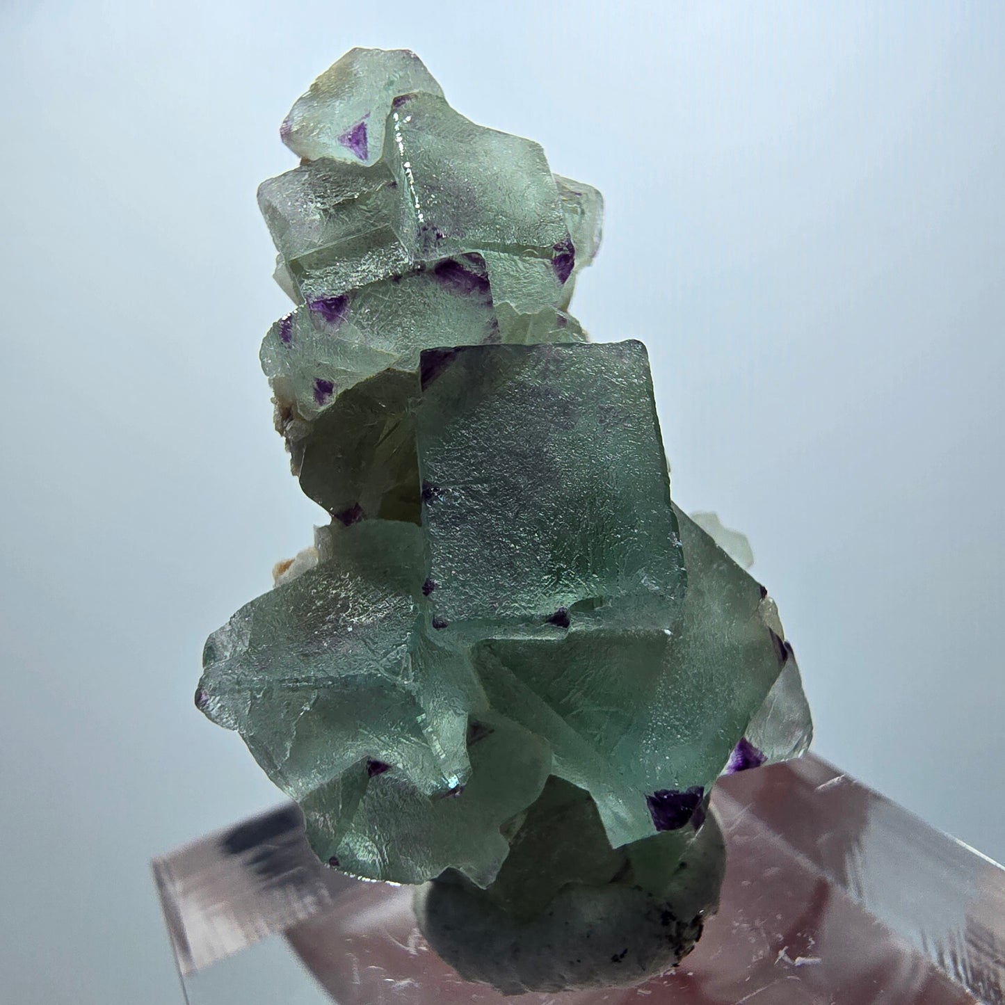 Seltene Phantom Fluorit Würfel, zonal, grün lila Brandberg, Namibia 33*23*13mm