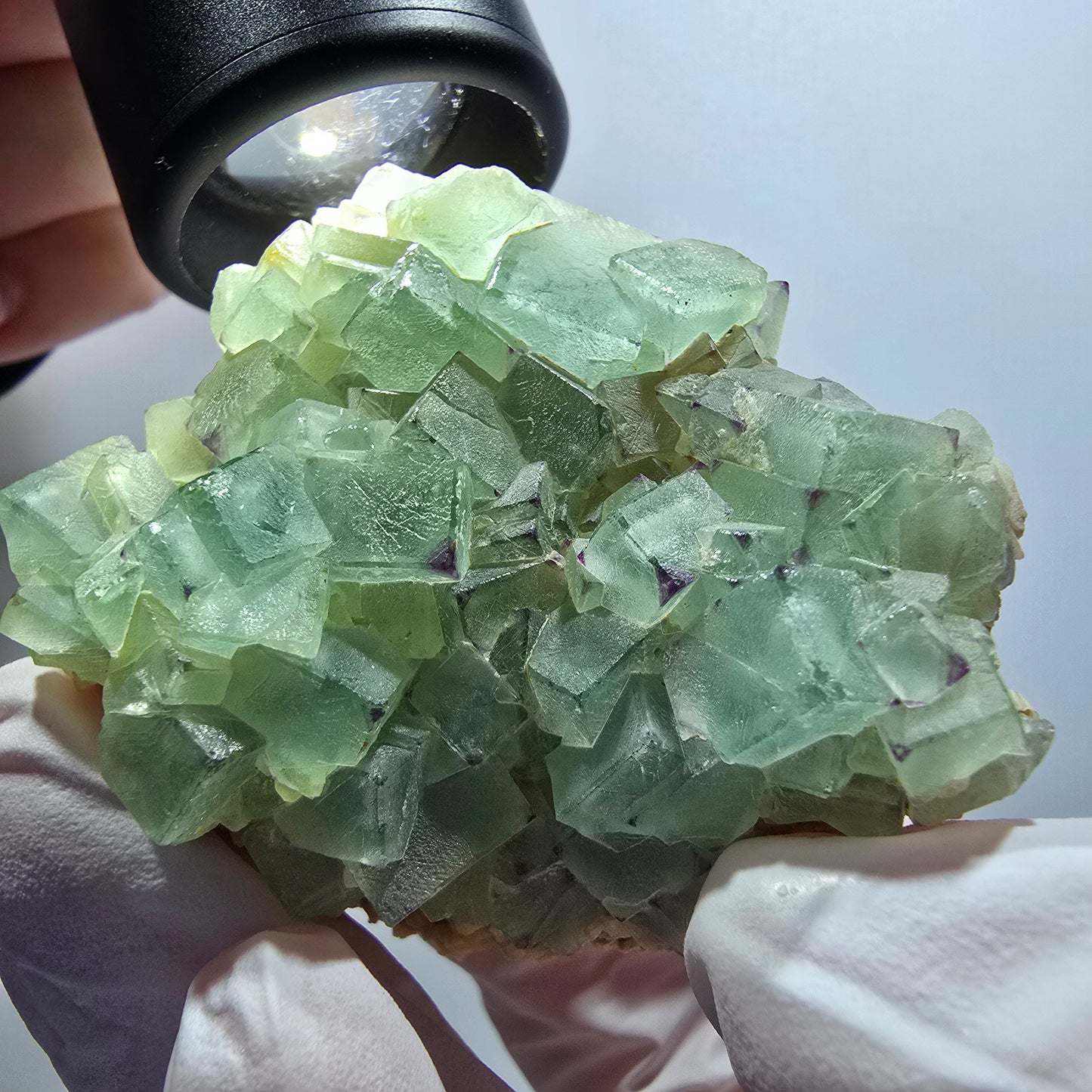 Seltene Phantom Fluorit Würfel, zonal, Quarz Stufe Brandberg, Namibia 52*49*37mm