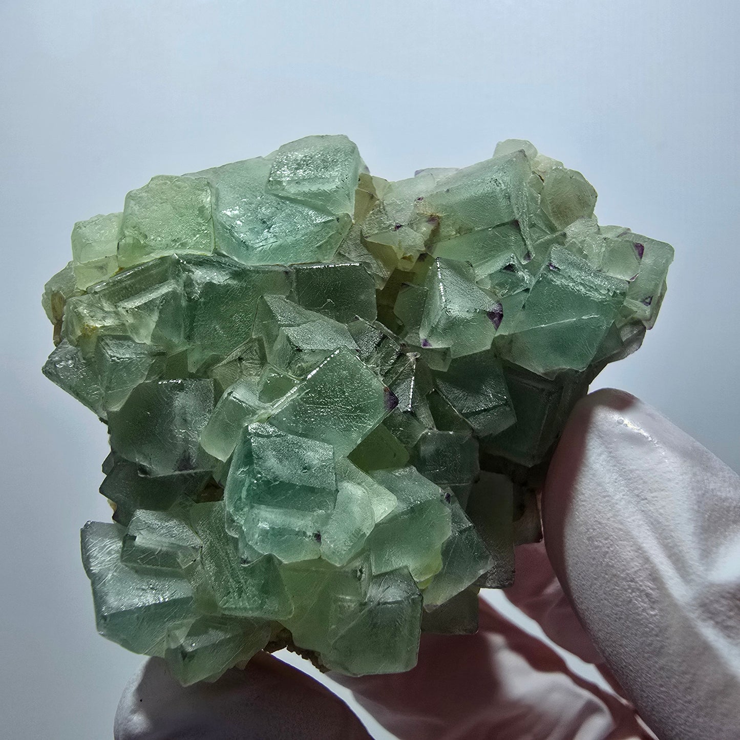 Seltene Phantom Fluorit Würfel, zonal, Quarz Stufe Brandberg, Namibia 52*49*37mm