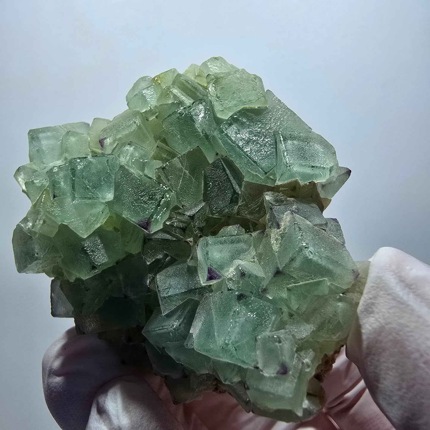 Seltene Phantom Fluorit Würfel, zonal, Quarz Stufe Brandberg, Namibia 52*49*37mm