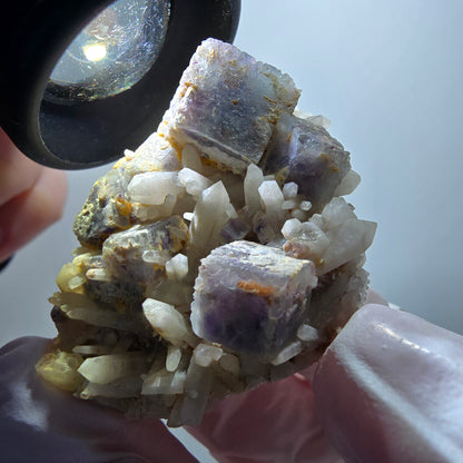 Seltene Phantom Fluorit Würfel, Quarz Stufe Brandberg, Namibia 42*33*20mm