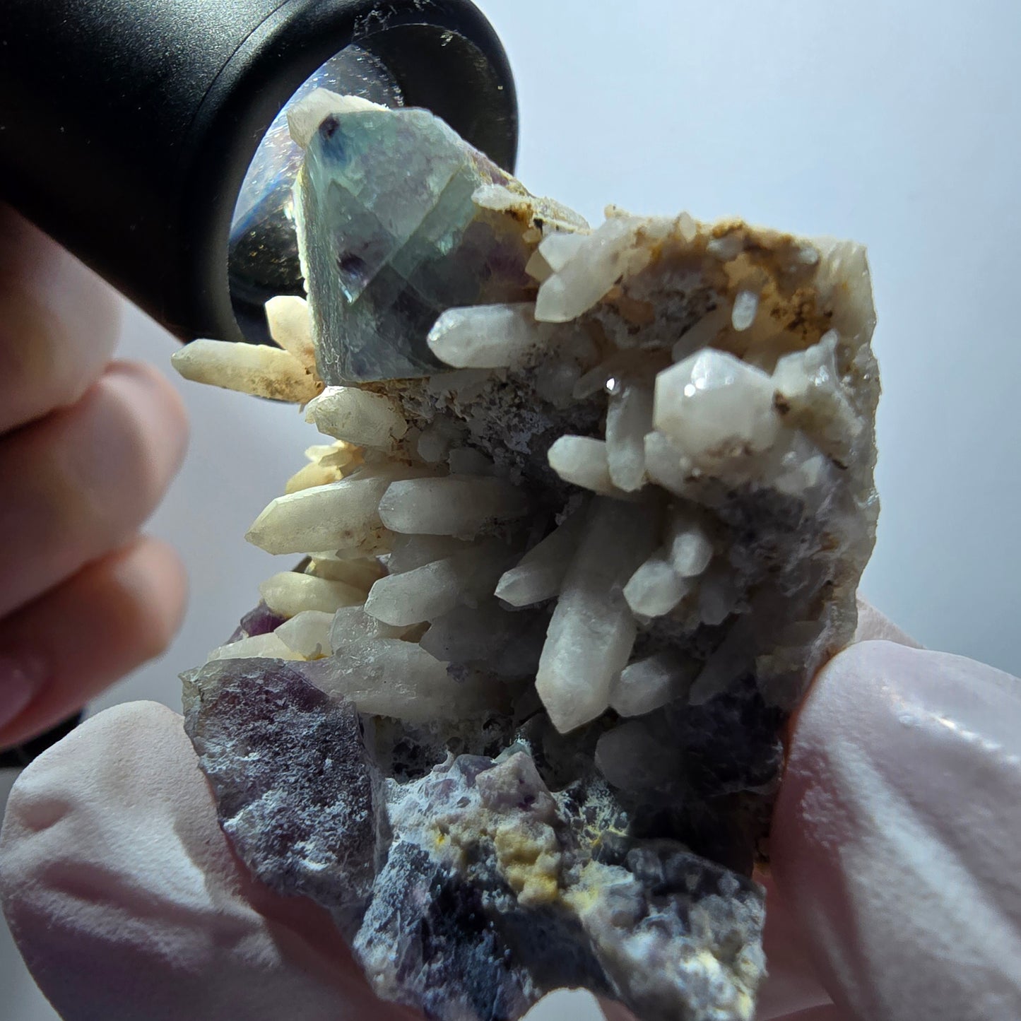 Seltene Phantom Fluorit Würfel, Quarz Stufe Brandberg, Namibia 47*34*29mm