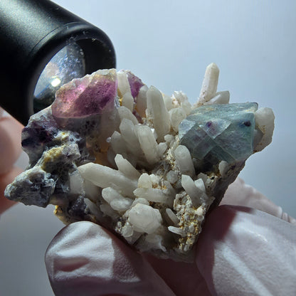 Seltene Phantom Fluorit Würfel, Quarz Stufe Brandberg, Namibia 47*34*29mm