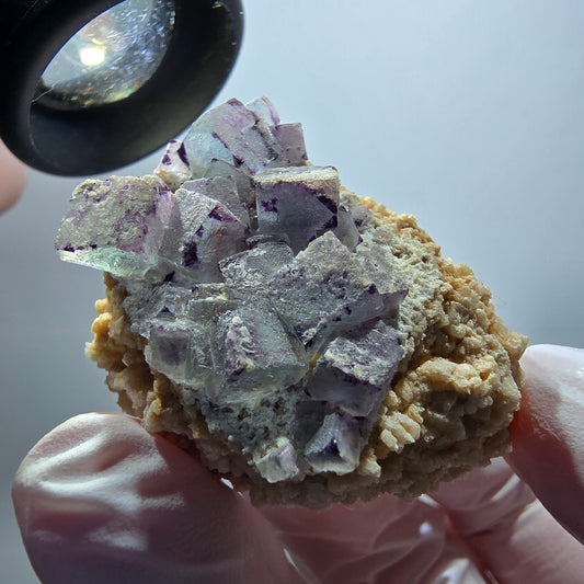 Seltene Phantom Fluorit Würfel, zonal, Quarz Stufe Brandberg, Namibia 39*31*29mm