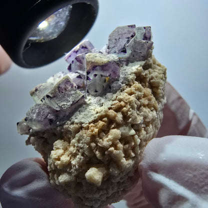 Seltene Phantom Fluorit Würfel, zonal, Quarz Stufe Brandberg, Namibia 39*31*29mm