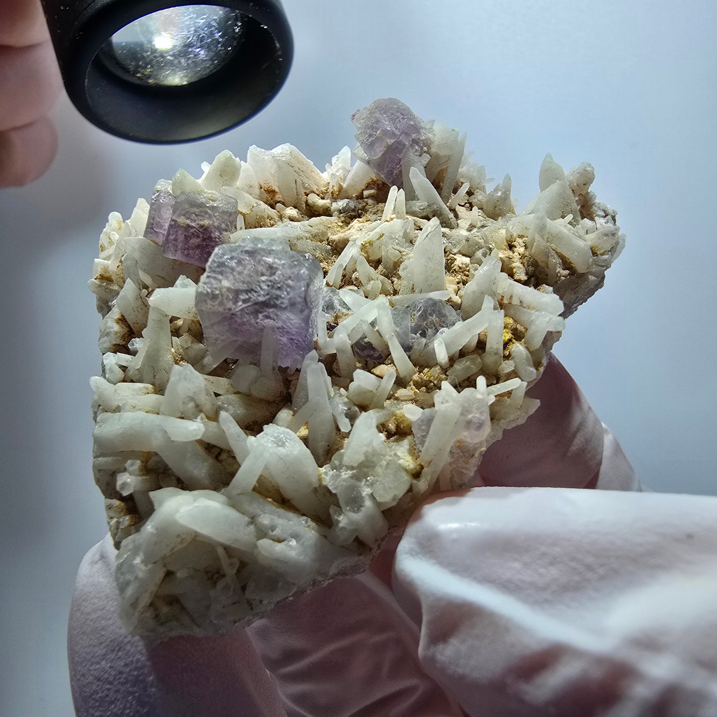 Seltene Phantom Fluorit Würfel, Quarz Stufe Brandberg, Namibia 63*45*22mm