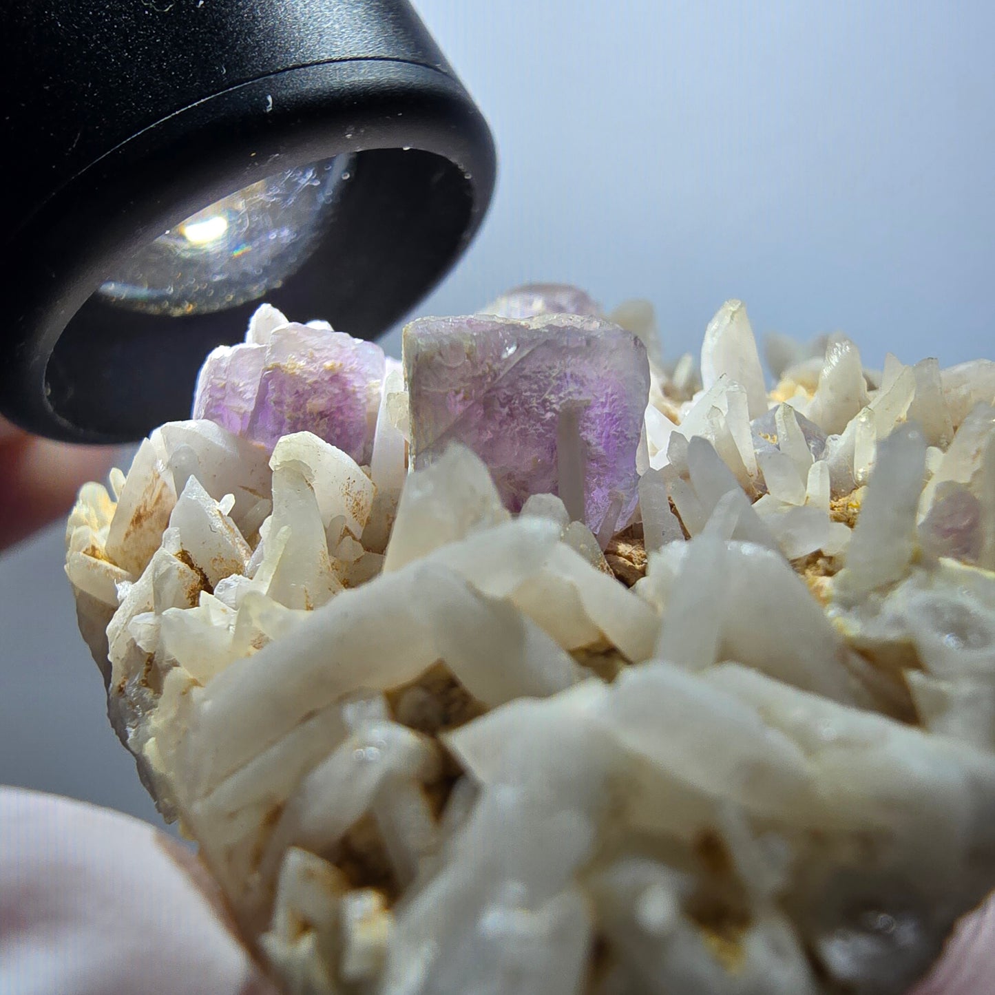 Seltene Phantom Fluorit Würfel, Quarz Stufe Brandberg, Namibia 63*45*22mm