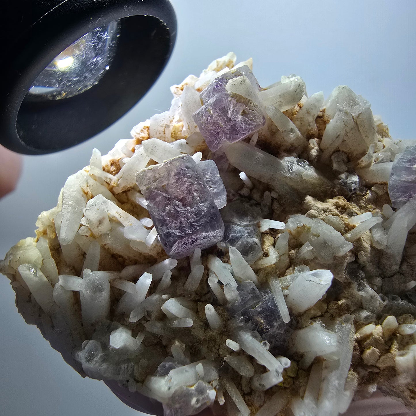 Seltene Phantom Fluorit Würfel, Quarz Stufe Brandberg, Namibia 63*45*22mm