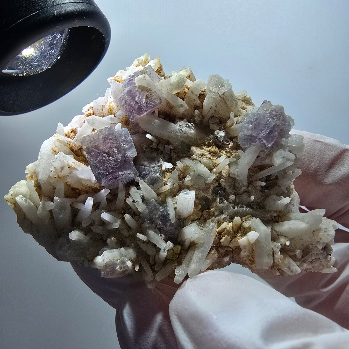 Seltene Phantom Fluorit Würfel, Quarz Stufe Brandberg, Namibia 63*45*22mm