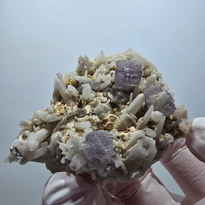 Seltene Phantom Fluorit Würfel, Quarz Stufe Brandberg, Namibia 63*45*22mm