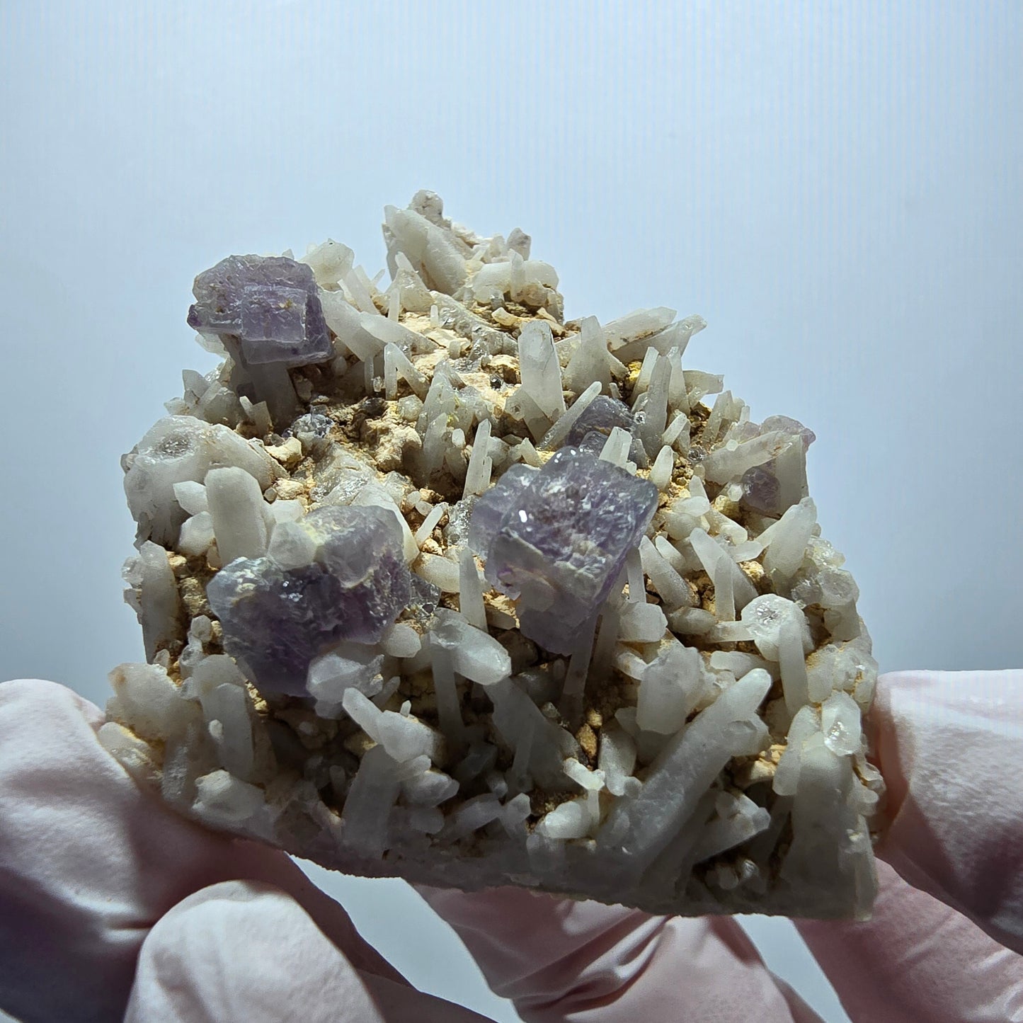 Seltene Phantom Fluorit Würfel, Quarz Stufe Brandberg, Namibia 63*45*22mm