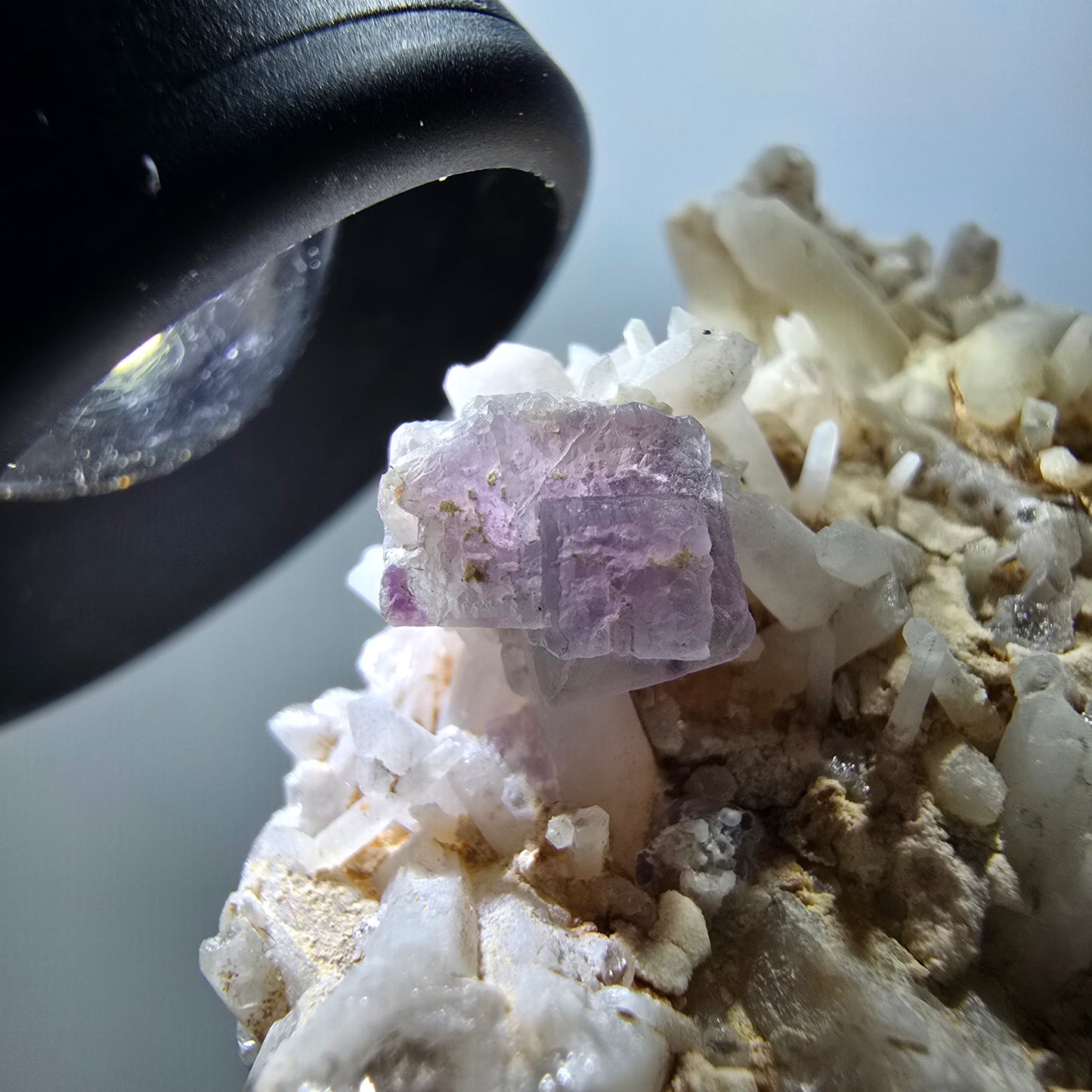 Seltene Phantom Fluorit Würfel, Quarz Stufe Brandberg, Namibia 63*45*22mm