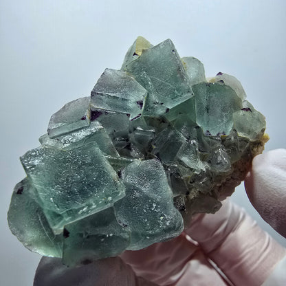 Seltene Phantom Fluorit Würfel, zonal, Quarz Stufe Brandberg, Namibia 49*34*40mm