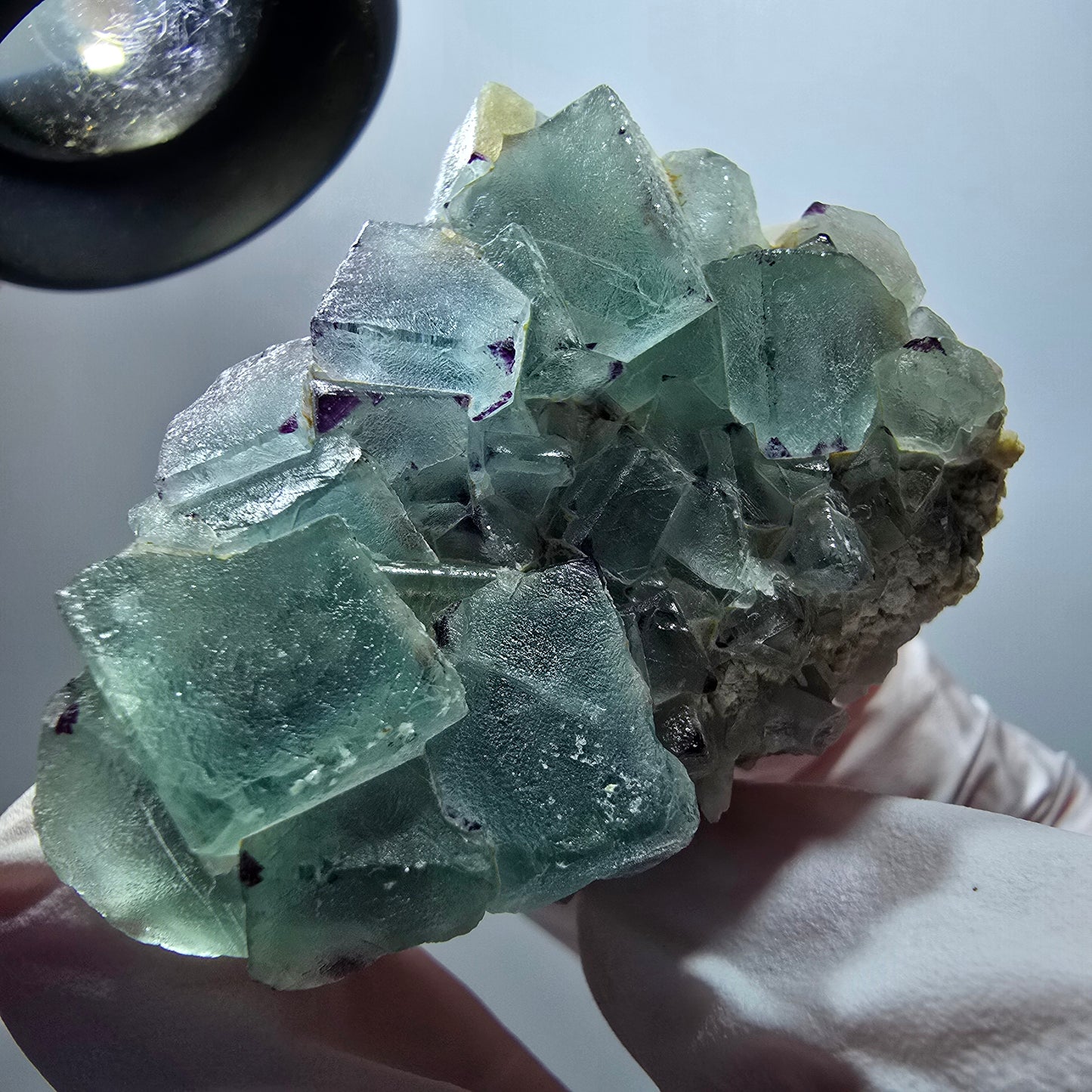 Seltene Phantom Fluorit Würfel, zonal, Quarz Stufe Brandberg, Namibia 49*34*40mm