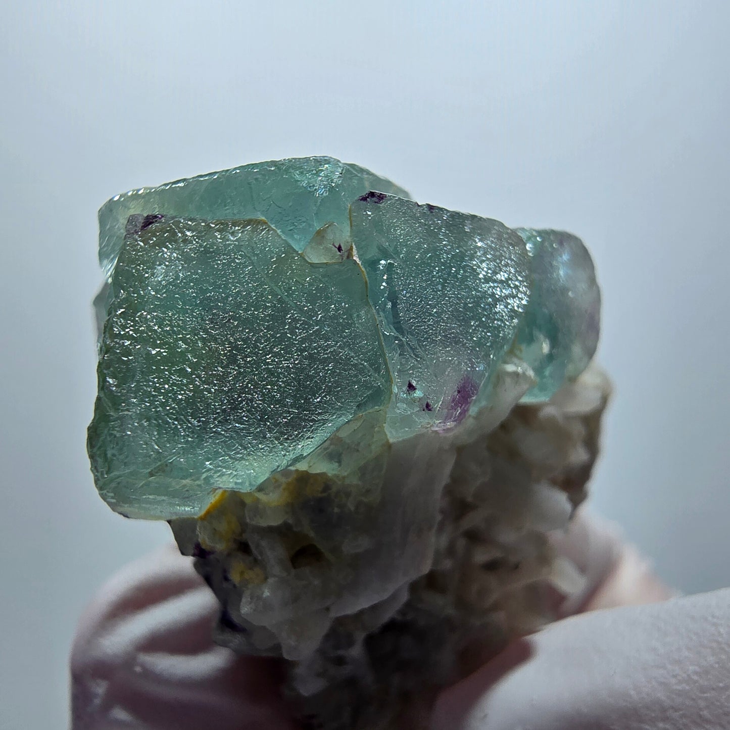 Seltene Phantom Fluorit Würfel, zonal, Quarz Stufe Brandberg, Namibia 49*34*40mm