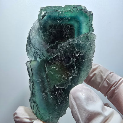 Phantom Fluorit Würfel Stufe, gestuft, grün braun Okorusu, Namibia 94*48*37mm