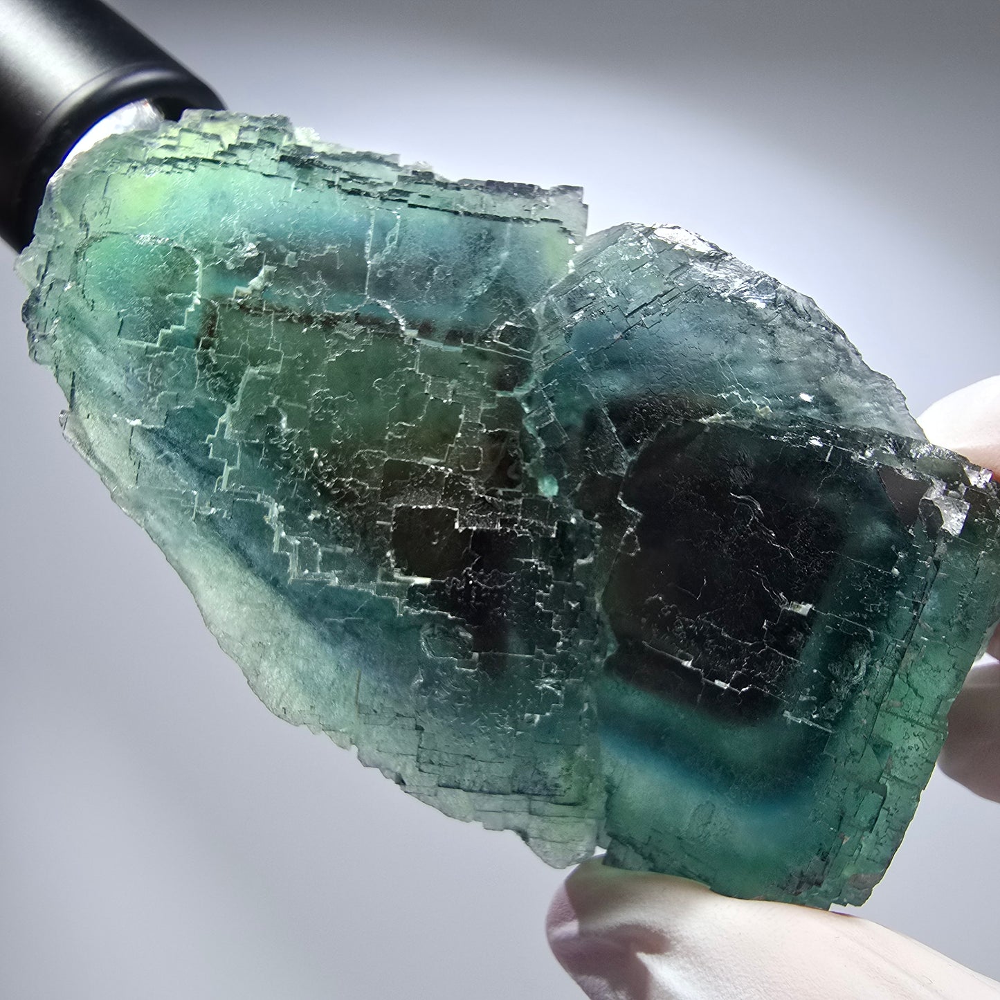 Phantom Fluorit Würfel Stufe, gestuft, grün braun Okorusu, Namibia 94*48*37mm