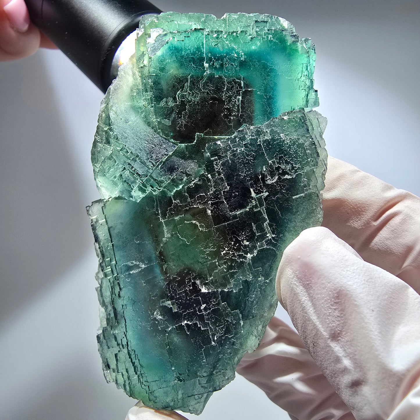 Phantom Fluorit Würfel Stufe, gestuft, grün braun Okorusu, Namibia 94*48*37mm