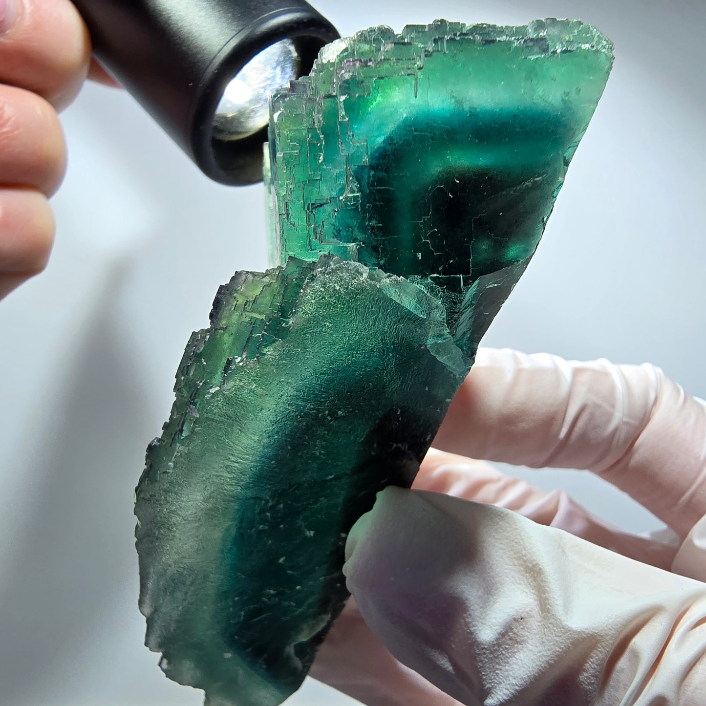 Phantom Fluorit Würfel Stufe, gestuft, grün braun Okorusu, Namibia 94*48*37mm