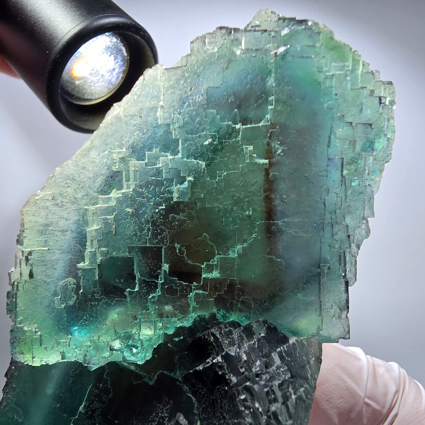 Phantom Fluorit Würfel Stufe, gestuft, grün braun Okorusu, Namibia 94*48*37mm