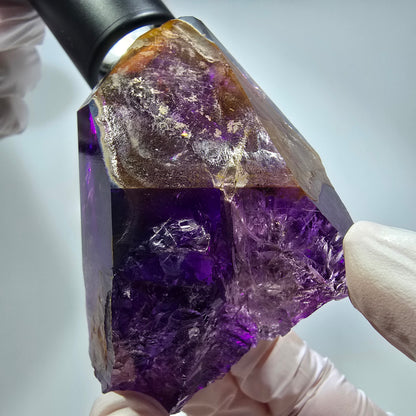 Seltene Skelett Phantom Amethyst Spitze Goboboseb, Namibia 85*56*40mm