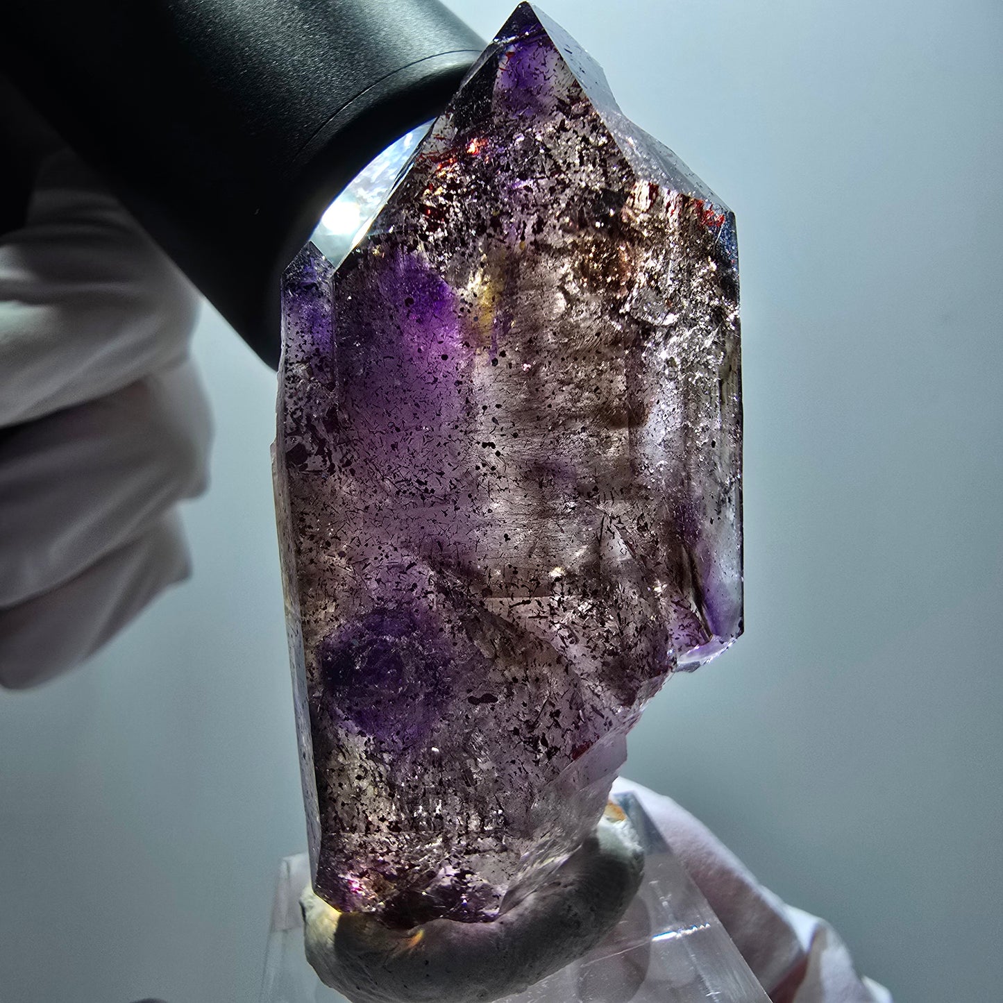 Enhydro Skelett Phantom Amethyst DT Zepter, Hämatit Goboboseb Namibia 60*28*15mm