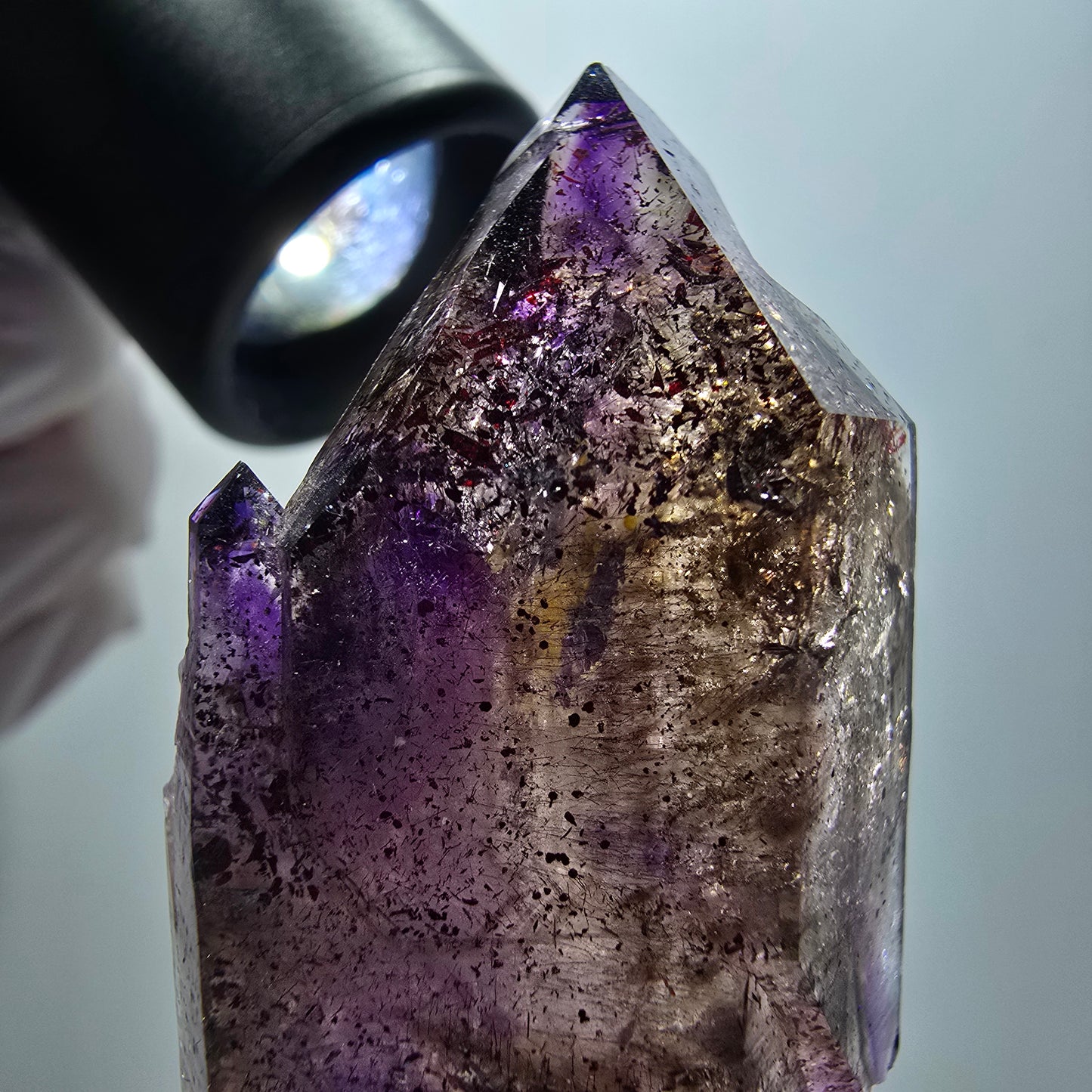 Enhydro Skelett Phantom Amethyst DT Zepter, Hämatit Goboboseb Namibia 60*28*15mm