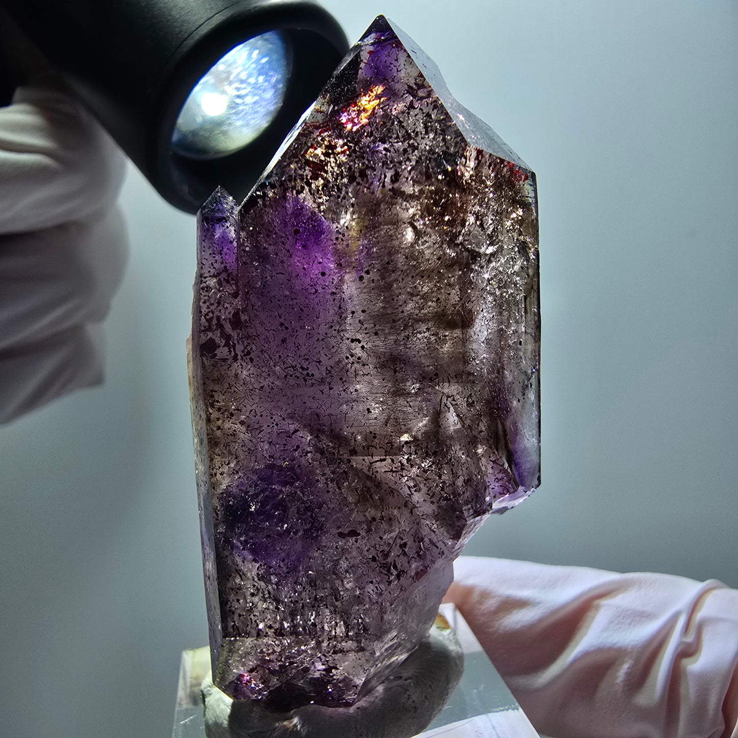 Enhydro Skelett Phantom Amethyst DT Zepter, Hämatit Goboboseb Namibia 60*28*15mm