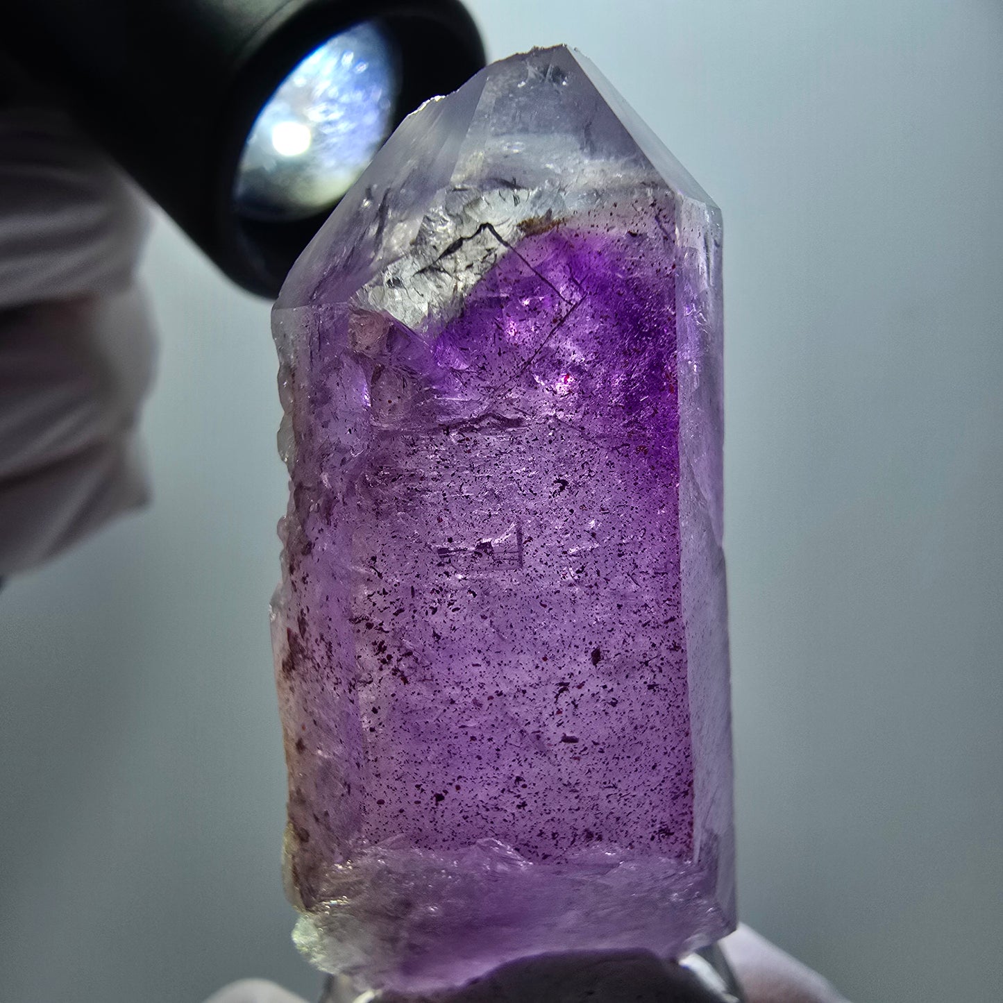 Seltene Lemurian Phantom Amethyst Skelett Spitze Goboboseb, Namibia 56*25*20mm