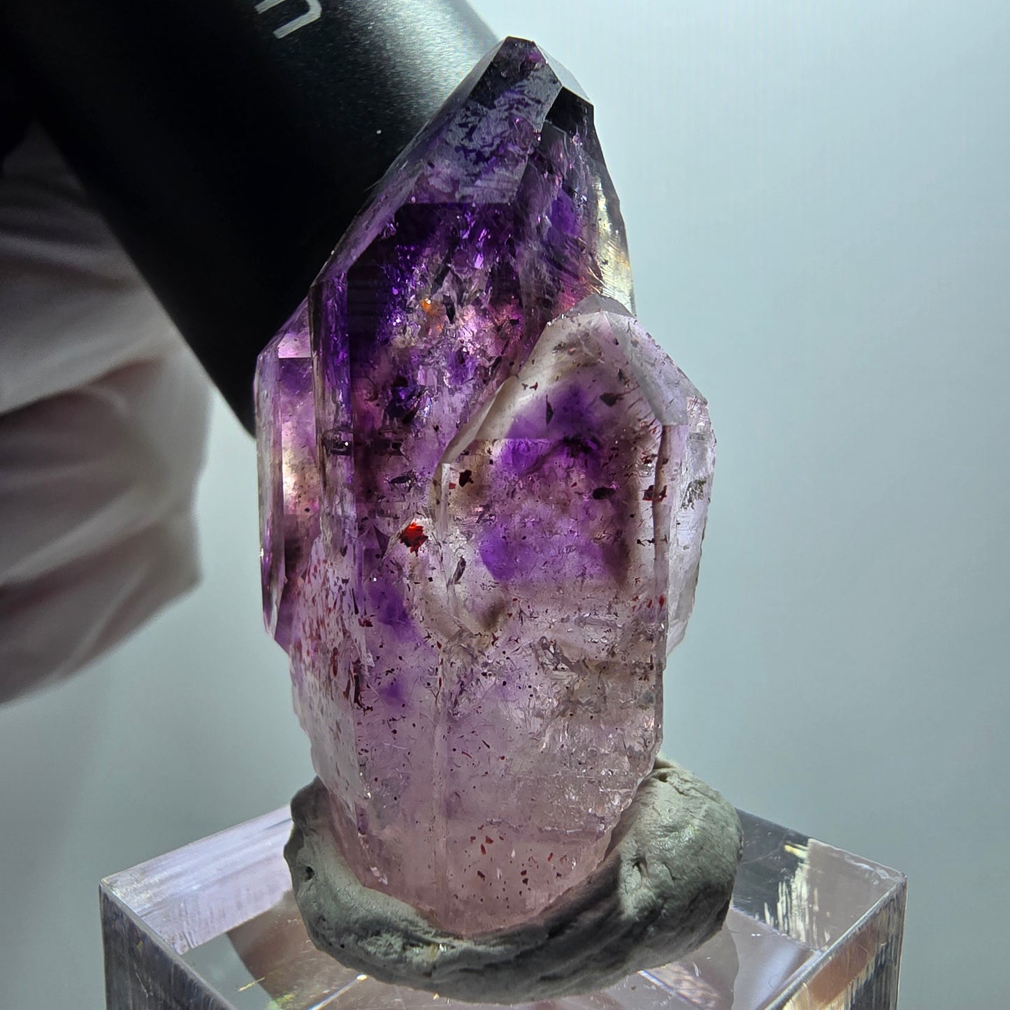 Skelett Phantom Amethyst Zepter, Hämatit Stufe Goboboseb, Namibia 41*26*21mm
