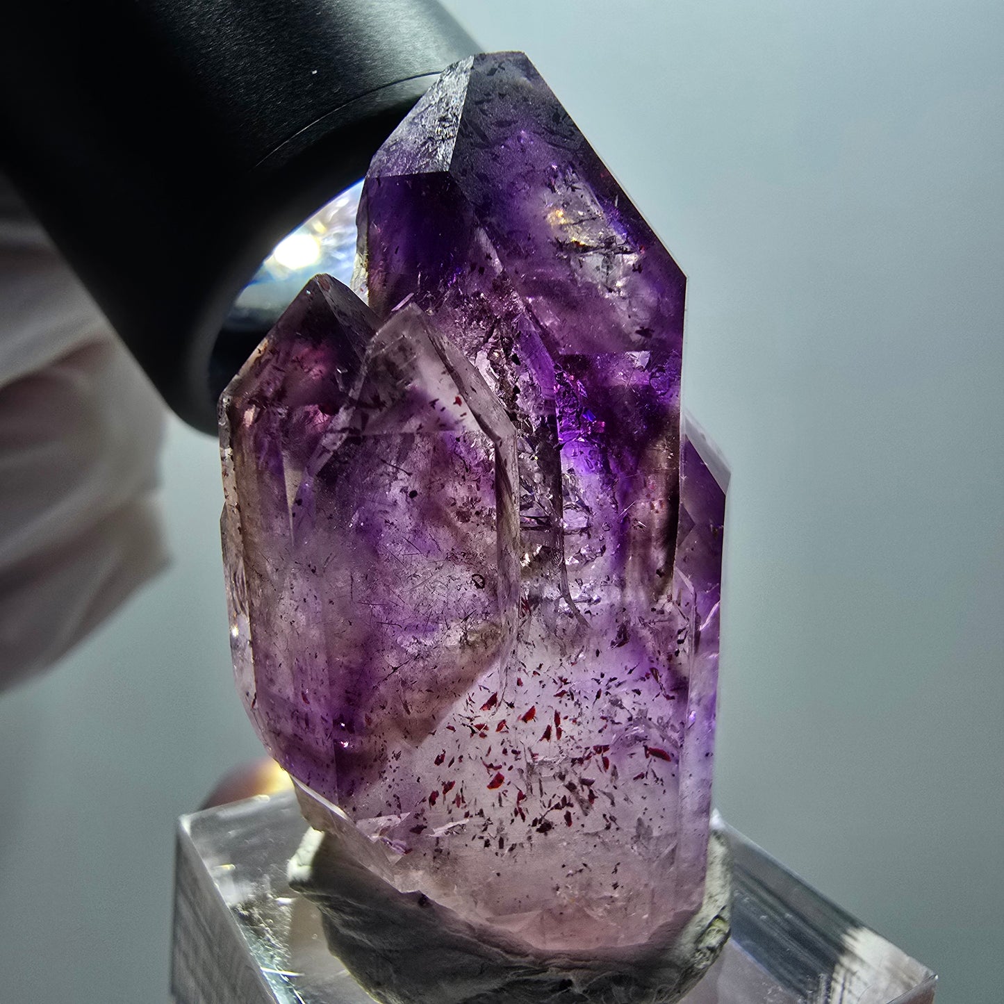 Skelett Phantom Amethyst Zepter, Hämatit Stufe Goboboseb, Namibia 41*26*21mm