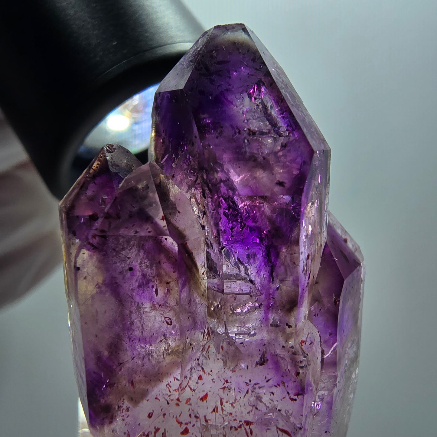 Skelett Phantom Amethyst Zepter, Hämatit Stufe Goboboseb, Namibia 41*26*21mm