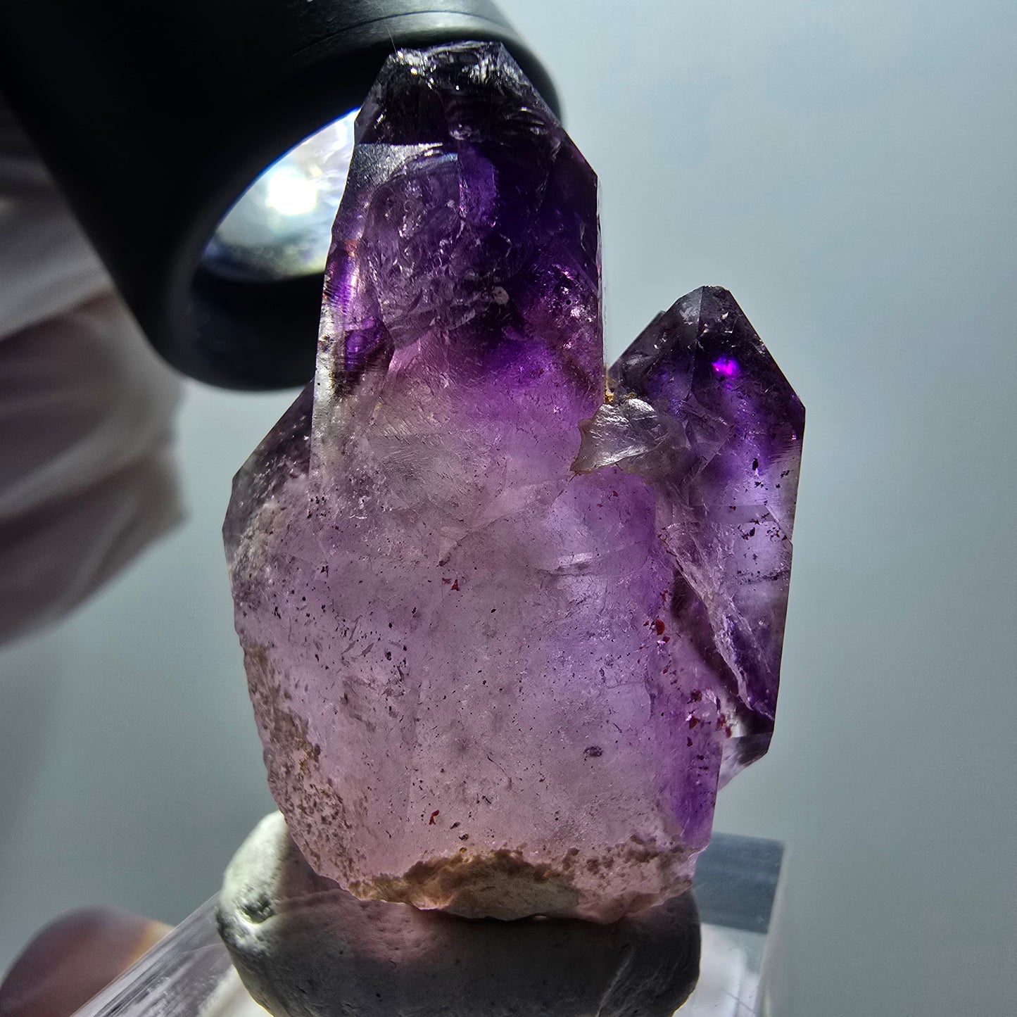 Skelett Phantom Amethyst Zepter, Hämatit Stufe Goboboseb, Namibia 41*26*21mm