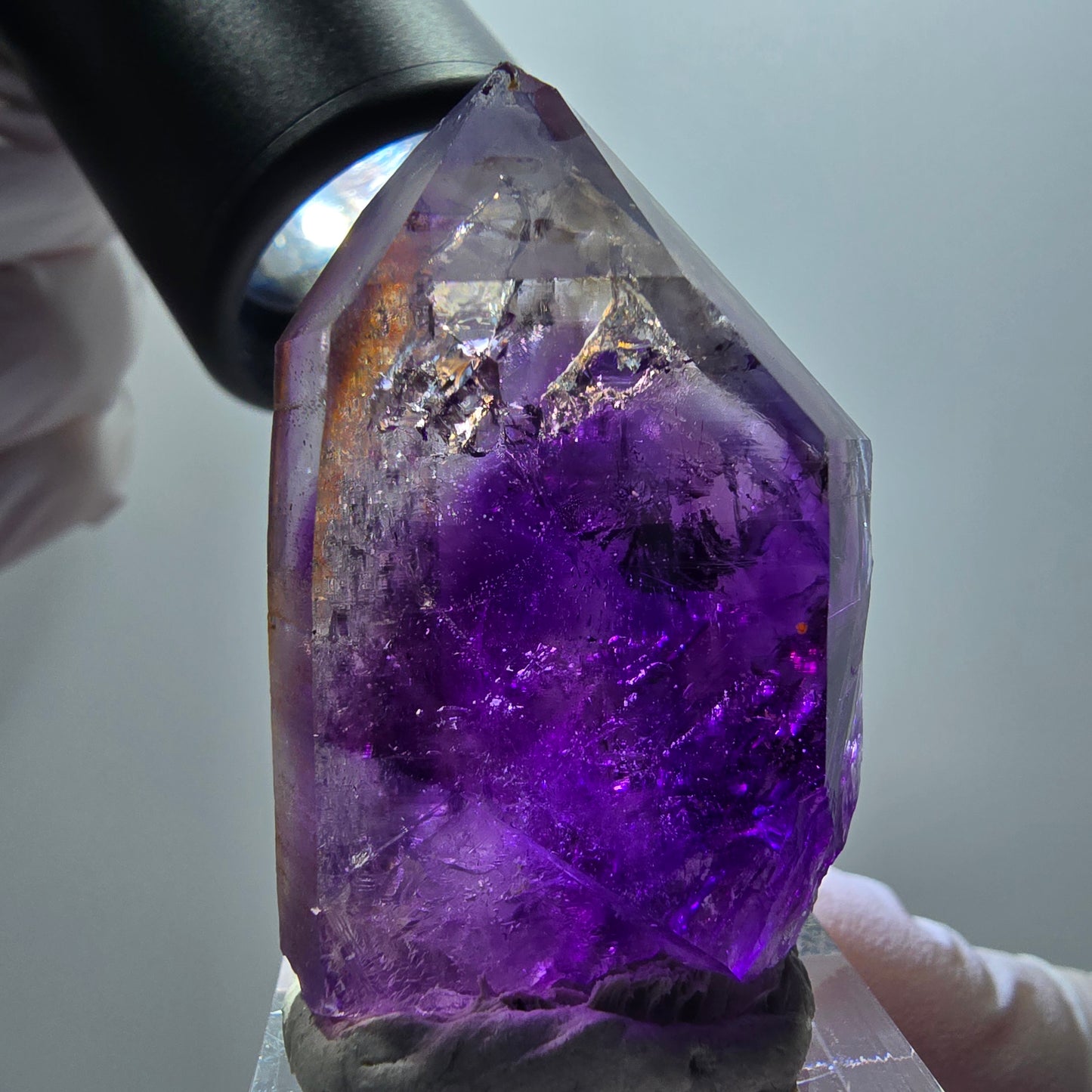 Enhydro Skelett Phantom Amethyst Spitze, 1x Blase Goboboseb, Namibia 43*27*18mm