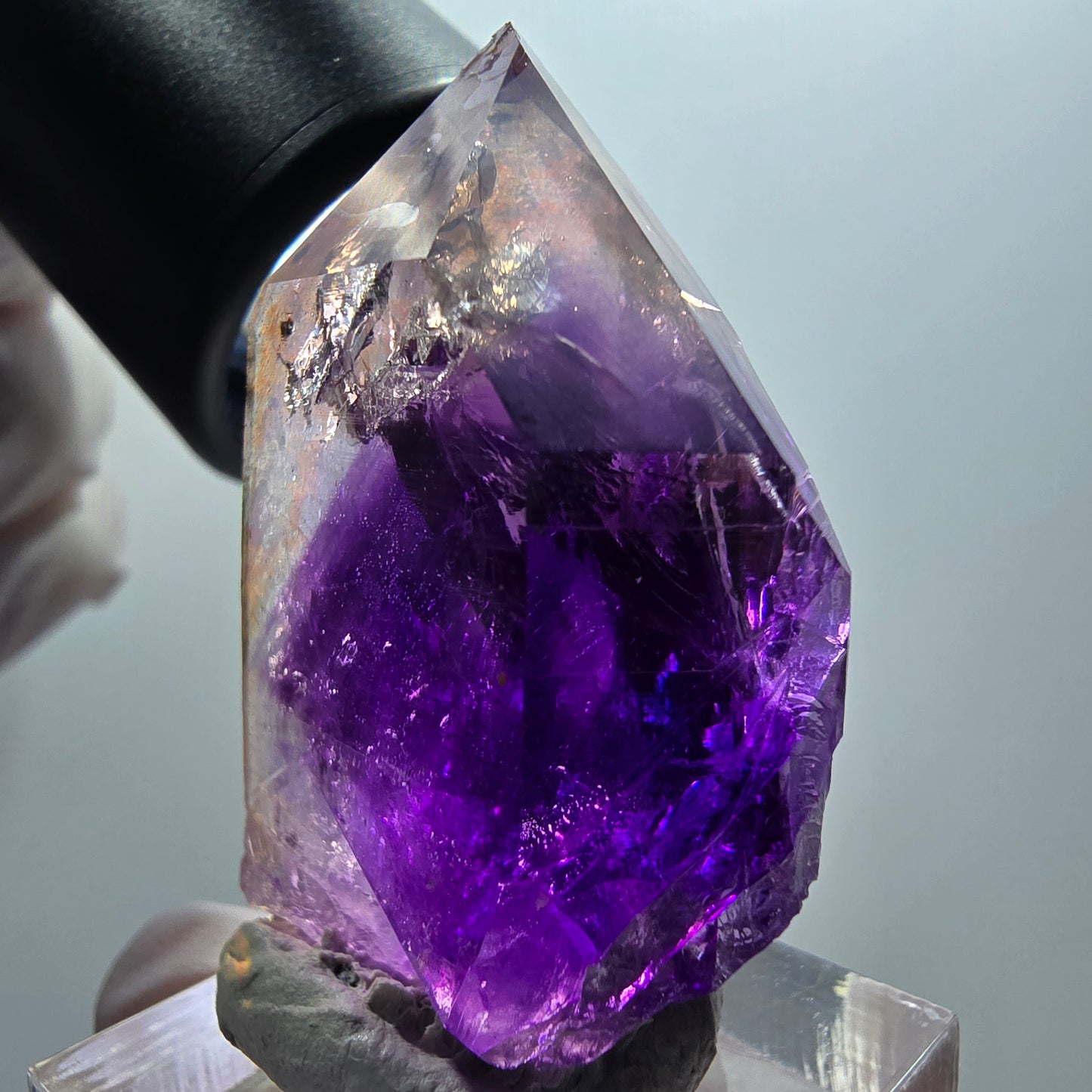 Enhydro Skelett Phantom Amethyst Spitze, 1x Blase Goboboseb, Namibia 43*27*18mm