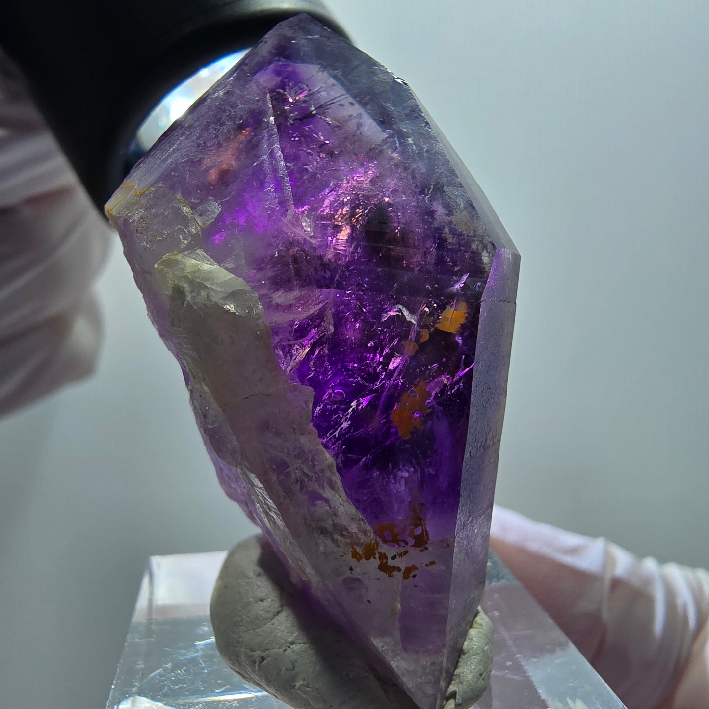 Enhydro Skelett Phantom Amethyst Spitze, 1x Blase Goboboseb, Namibia 41*25*20mm